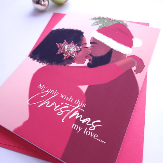 My Only Wish This Christmas - Christmas Card | Black Holiday Cards | Black Love
