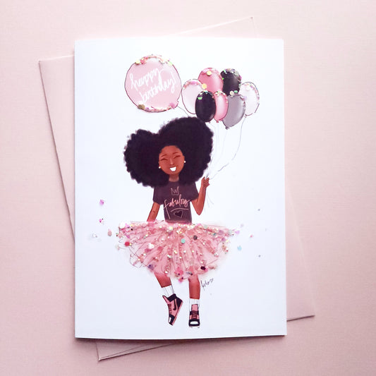 Little Girl in Tutu - Happy Birthday Card