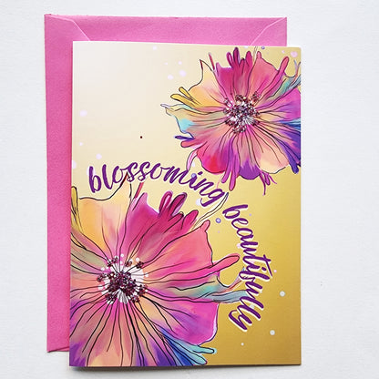 Floral Blossoming Beautifully - Uplifting Card