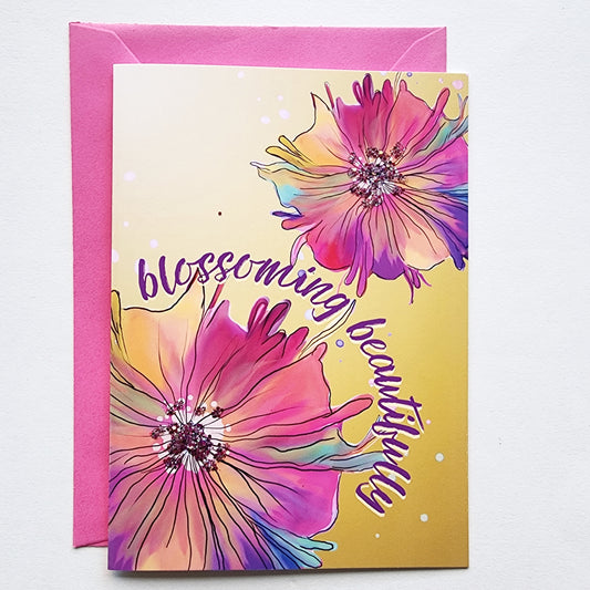 Floral Blossoming Beautifully - Uplifting Card